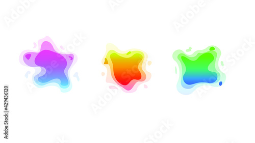 Abstract Set Liquid Color Collection Geometric Shapes Fluid Gradient Dynamic Elements Banner Logo Vector Desgin Style Trendy