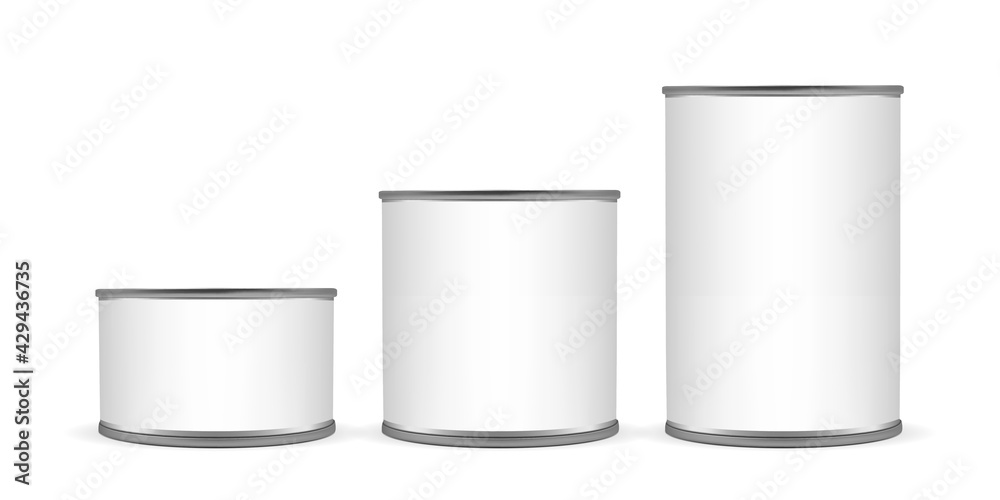 cans of different sizes isolated on white background mock up vector cans of different sizes isolated on white background mock up vector