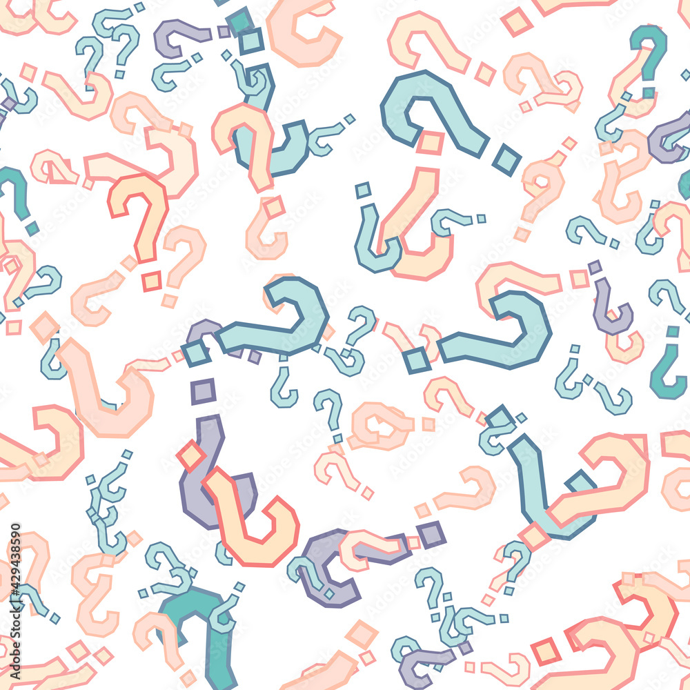 Quiz seamless pattern. Question marks, doubt, faq