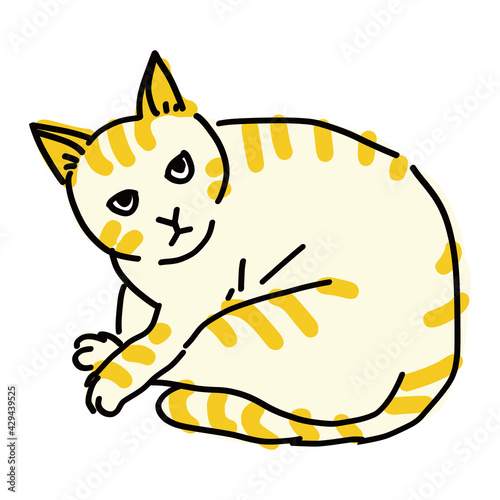茶トラの猫の全身イラスト