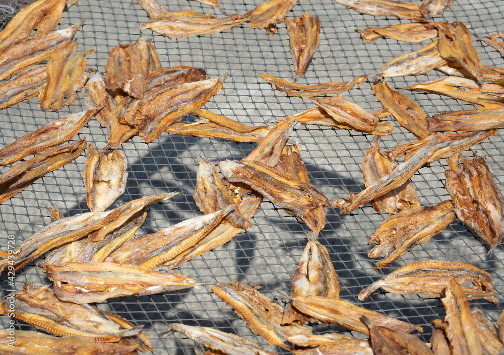 Dried fish expose to sun for a long time, Food are ready to eat.