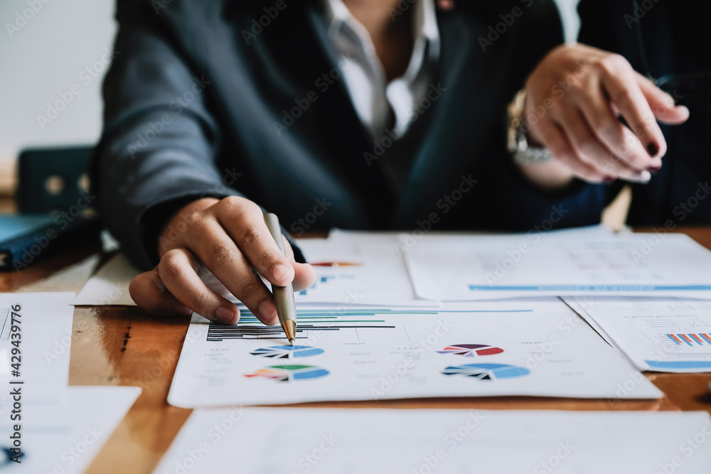 Business People Planning Strategy Analysis from financial document report, Office Concept Business People Planning Strategy Analysis from financial document report, Office Concept