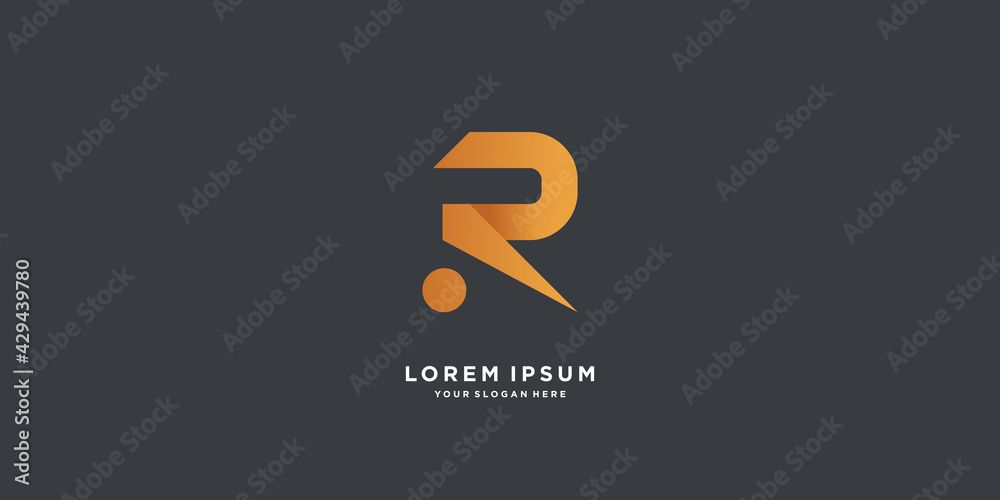 Monogram logo design initial letter R with gradient style concept part four Monogram logo design initial letter R with gradient style concept part four