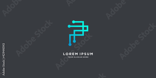 Monogram logo design initial letter P with creative gradient concept part three