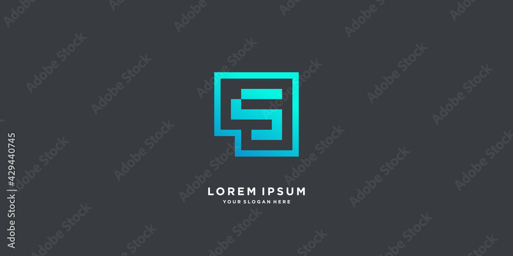 Monogram logo design initial letter S with gradient style concept part six Monogram logo design initial letter S with gradient style concept part six