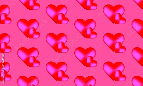Red hearts. Pattern. Vector illustration.
