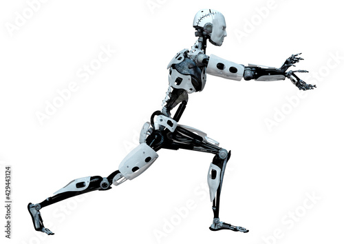 3D Rendering Male Robot on White