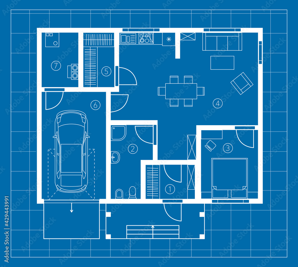 house layout blueprint vector apartment design project Stock Vector ...