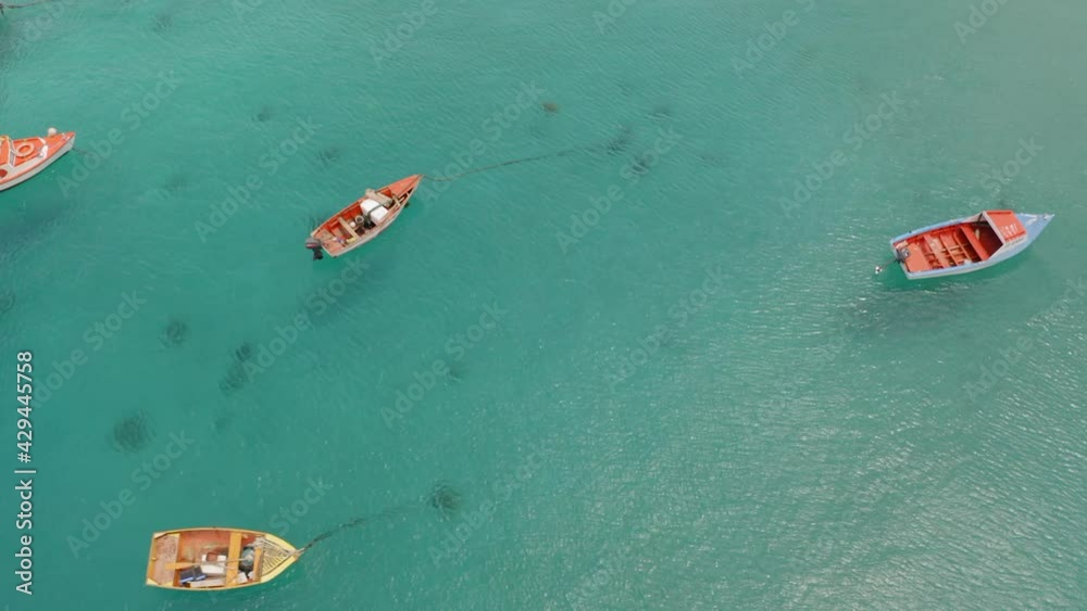 aerial image with drone from Piskado beach in Curaçao in the Caribbean aerial image with drone from Piskado beach in Curaçao in the Caribbean