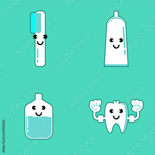set cute healty dental