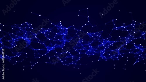 Abstract background of plexus lines. Network of lines. Connections. Technology background. 3d rendering. Seamless loop