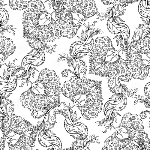Wallpaper Mural Seamless pattern ornament folk flower.Floral motif rustic paisley style.The elegant ethnic print fabric Torontodigital.ca