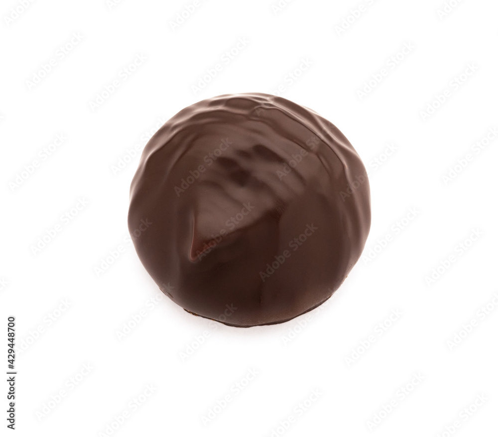 Top view of chocolate covered cookie isolated on white Top view of chocolate covered cookie isolated on white