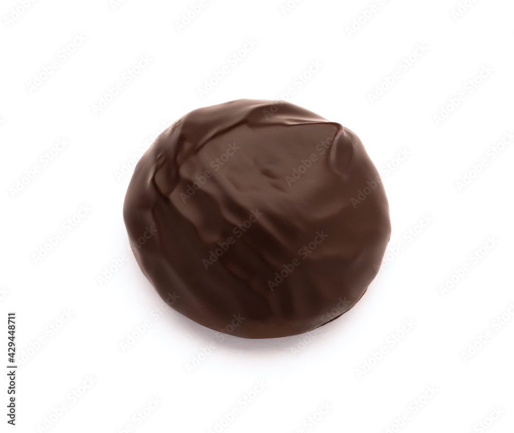 Top view of chocolate covered cookie isolated on white Top view of chocolate covered cookie isolated on white