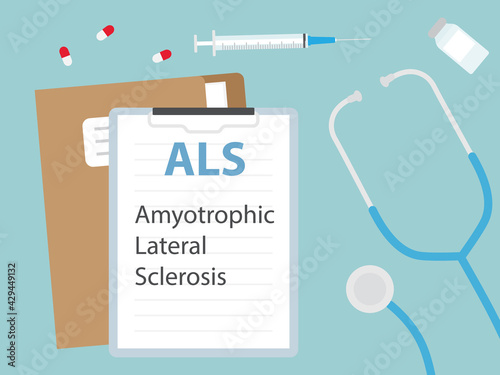 ALS Amyotrophic Lateral Sclerosis written in patient card- vector illustration