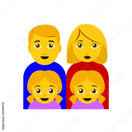 Emoji family with father mother and to daughters vector