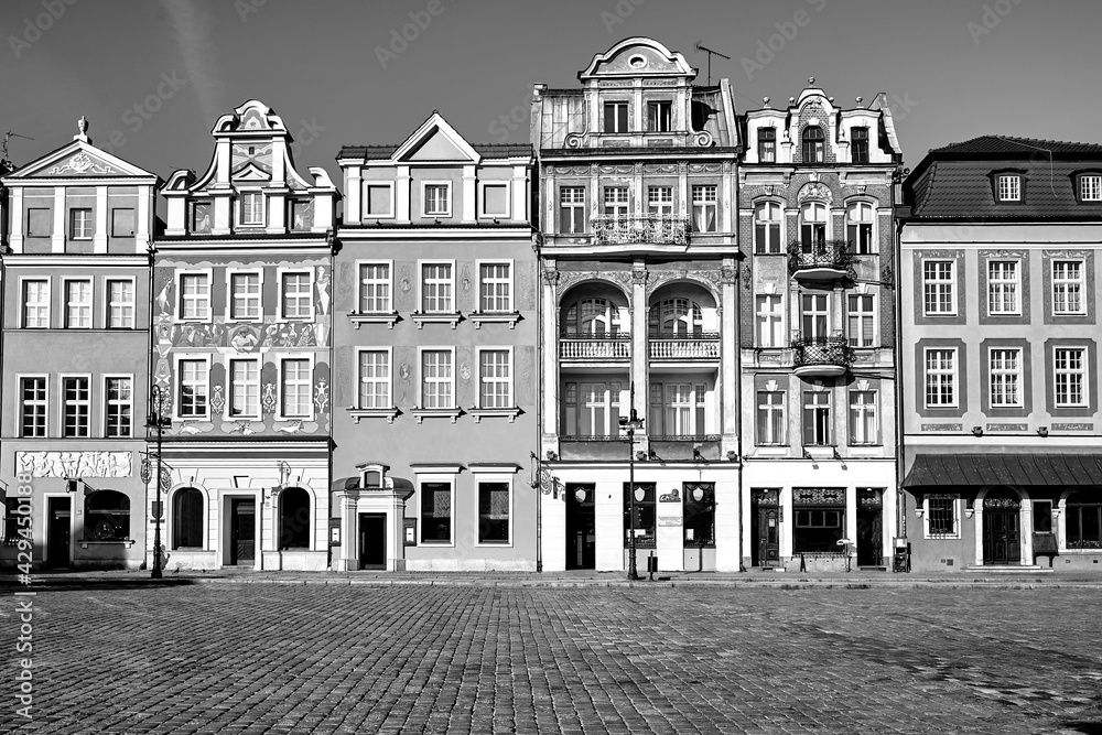 facades of historic tenements on the Old Market Square