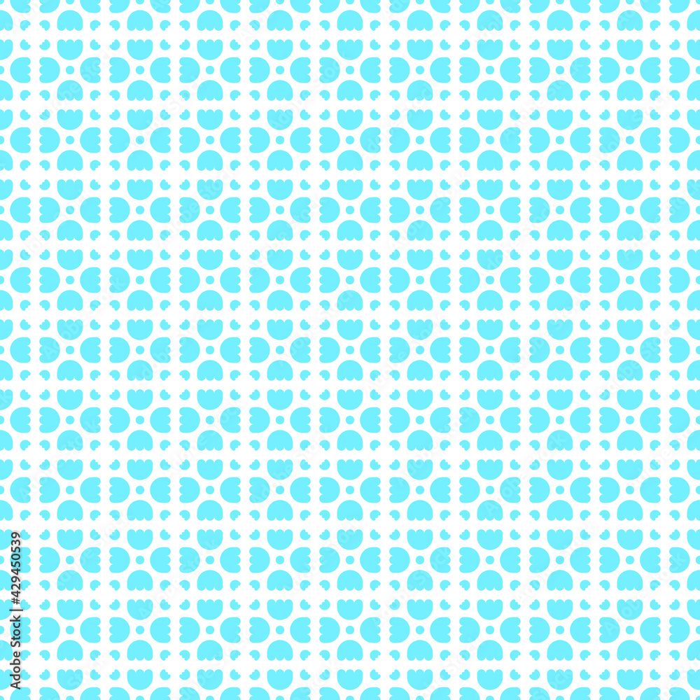 Abstract Seamless Pattern Blue Doodle Geometric Figures Background Vector