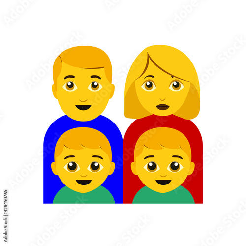 Family with dad and mom and two boys vector emoji