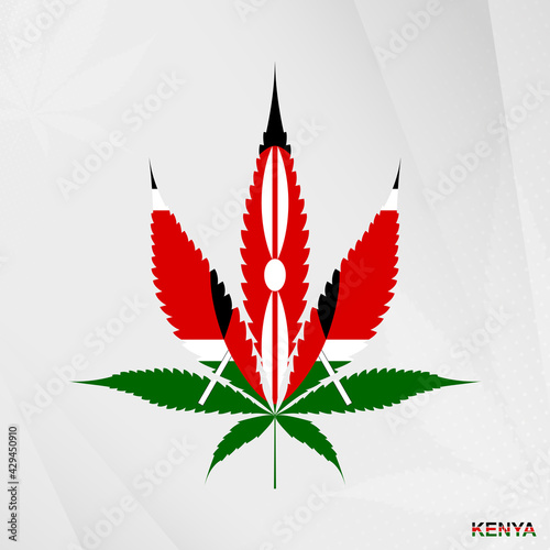 Flag of Kenya in Marijuana leaf shape. The concept of legalization Cannabis in Kenya.