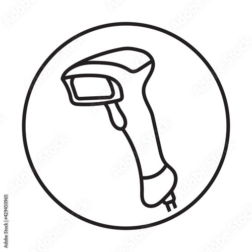 rounded the barcode scanner or  bar code reader line art icon for apps and websites