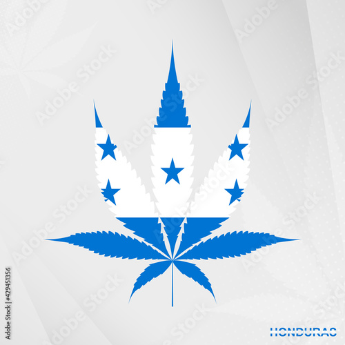 Flag of Honduras in Marijuana leaf shape. The concept of legalization Cannabis in Honduras.