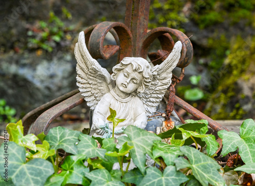 A little angel placed in memory of a loved one. Baden Baden, Baden Wuerttemberg, Germany