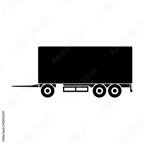 Truck trailer icon. Black silhouette. Side view. Vector simple flat graphic illustration. The isolated object on a white background. Isolate.