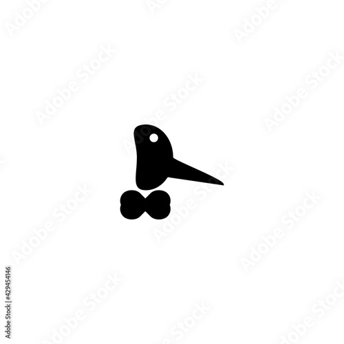Pinnocchio flat icon. Simple style kid tale character poster background symbol. Logo design element. T-shirt printing. Vector for sticker.