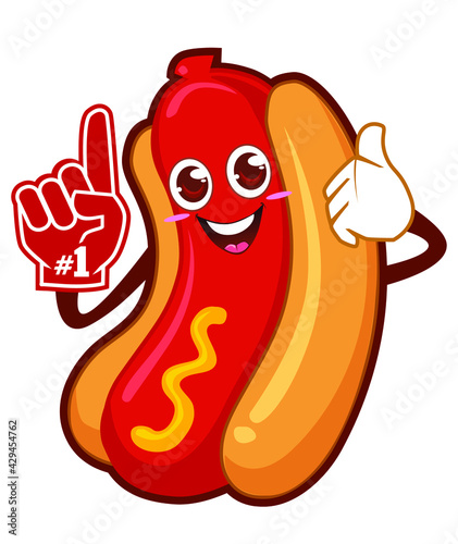 Hot dog food mascot cartoon