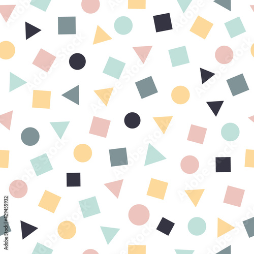 Abstract vector seamless pattern. Abstract contemporary modern trendy vector illustration. Memphis design