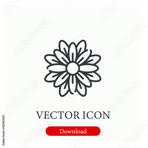 Flower vector icon.  Editable stroke. Linear style sign for use on web design and mobile apps, logo. Symbol illustration. Pixel vector graphics - Vector
