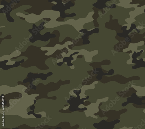 Vector khaki woodland camouflage modern pattern, trendy texture for printing. Ornament