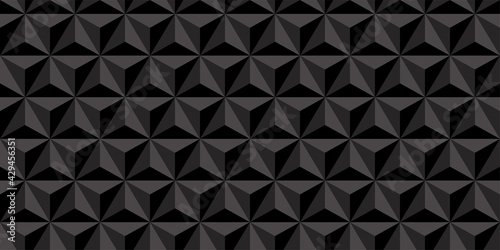 3D Triangle shapes background. Seamless pattern.Vector. 立体三角パターン