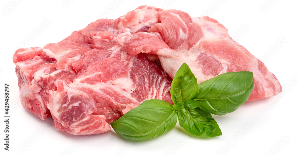 Raw pork with bones, isolated on white background. High resolution image. Raw pork with bones, isolated on white background. High resolution image.