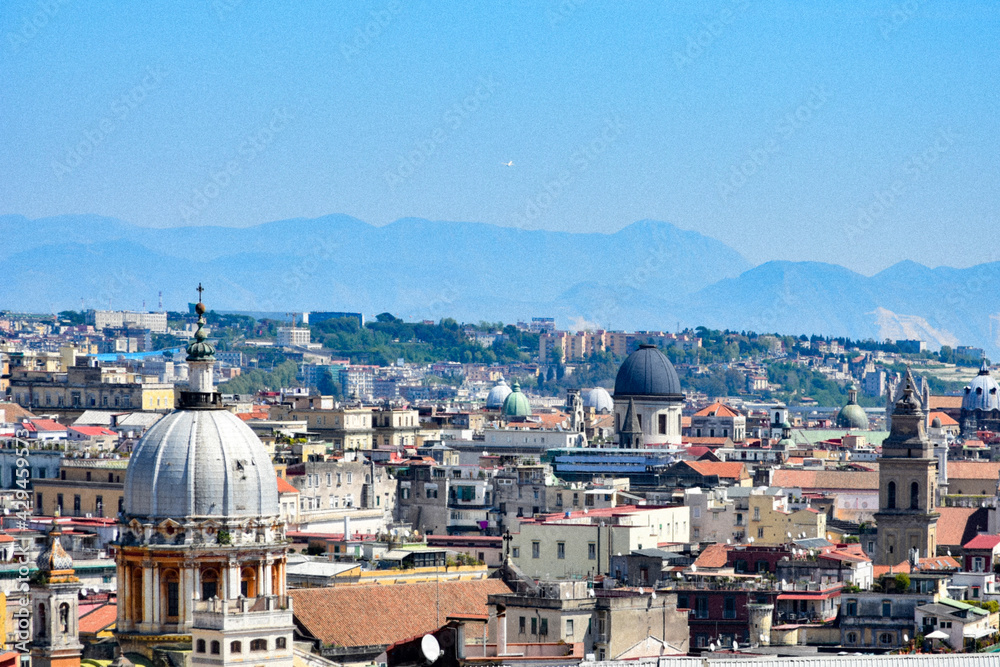 Panoramic view of the city of Naples in Italy.