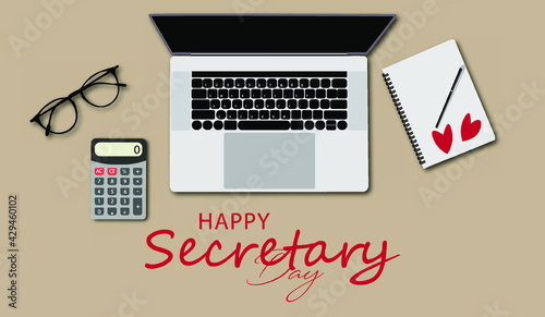 Vector Illustration of Happy Secretary Day. 24 April 2019. Hand drawn text design for National Secretaries Day. Administrative Professionals Day. Hand written text on a business background.