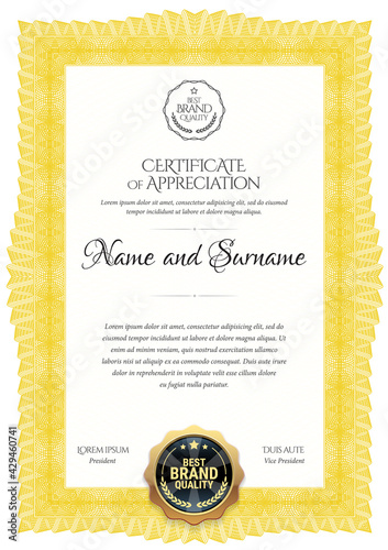 Certificate template. Diploma of modern design or gift certificate.