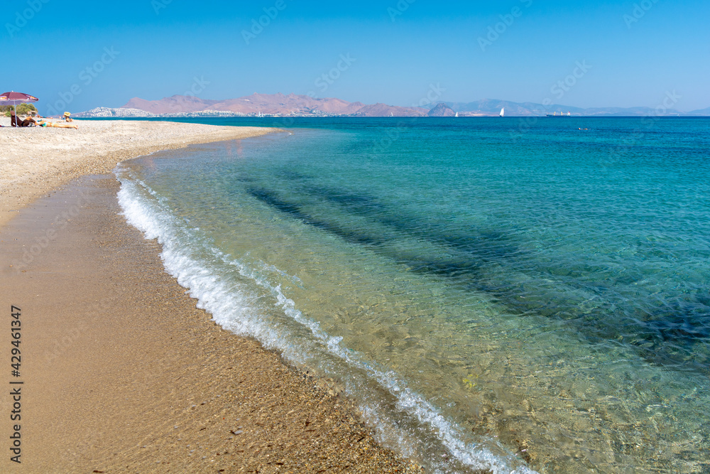 beautiful beach with crystal clear water on Kos island Greece