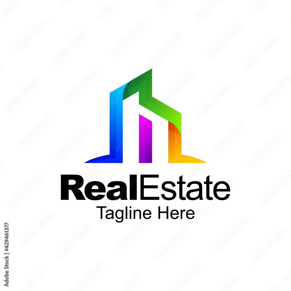 Real estate gradient logo design Real estate gradient logo design