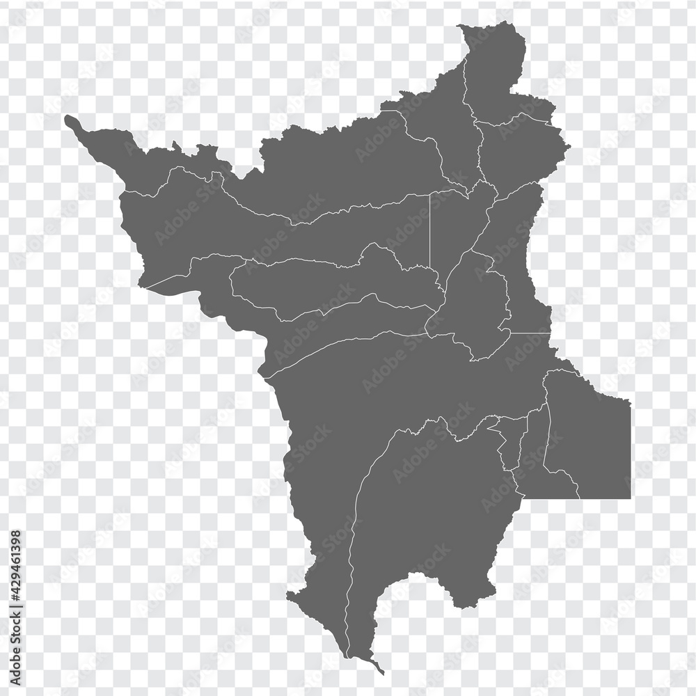 Blank map Roraima of Brazil. High quality map Roraima with municipalities on transparent background for your web site design, logo, app, UI.  Brazil.  EPS10.