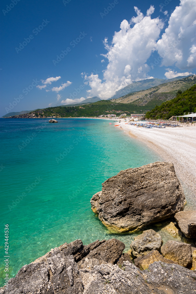 paradise Livadi Beach in Himare in Albania