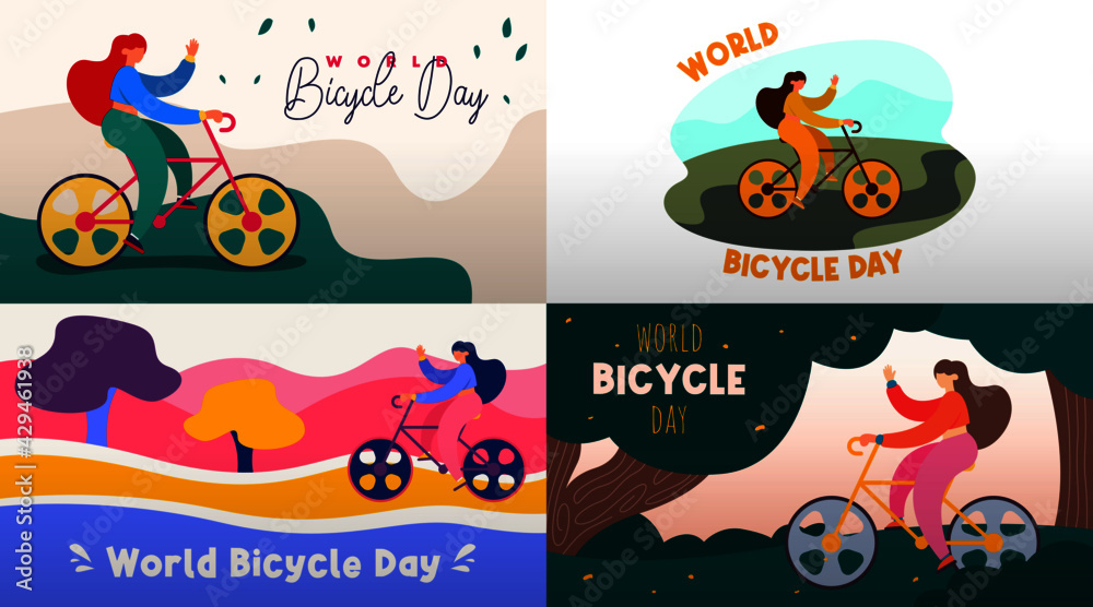 World bicycle day background illustration vector.
