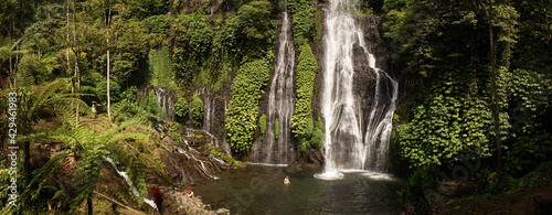 Banyumala Waterfall in a jungle sourrounding on Bali Island, Indonesia.