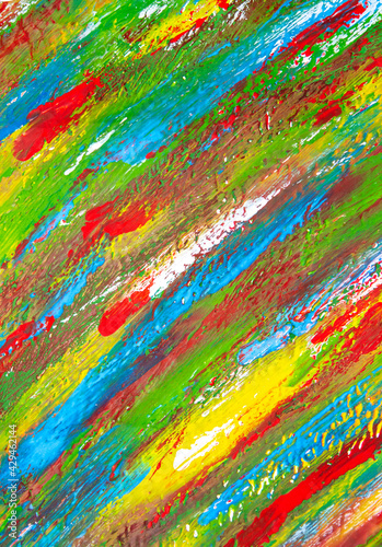 Multicolored brush strokes on white paper. Abstract creative background.