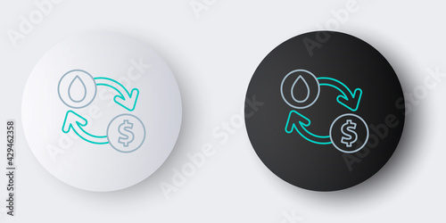 Line Oil exchange, water transfer, convert icon isolated on grey background. Colorful outline concept. Vector