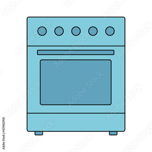 Electric stove, gas stove, oven icon. For cooking food. Vector illustration in flat line style on a white isolated background.