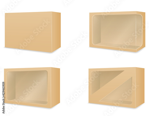 brown cardboardfor packaging goods and gifts box vector illustration
