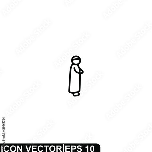 Simple Icon muslim prayer Vector Illustration Design. Outline Style, Black Solid Color.