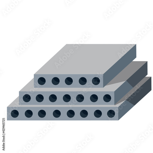 Reinforced concrete block. Building material. The house panel. Group of Wall element. Isometric illustration